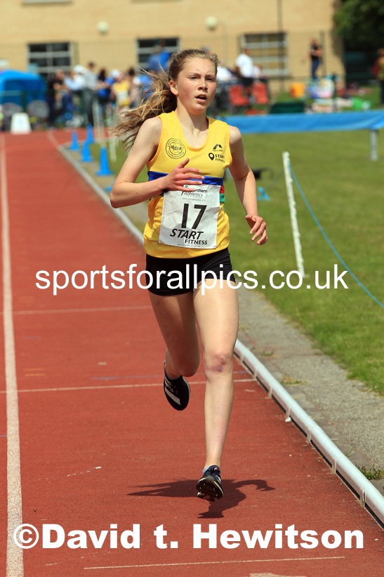 Womens Under-17s 3000 metres, 2022 Northern Inter Counties U17s and U15s Track and Field, York, Thursday, June 2nd. Photo: David T. Hewitson/Sports for All Pics